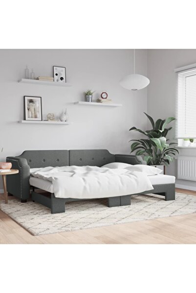 Concept Κρεβάτι ημέρας με προέκταση, σκούρο γκρι, 100x200 cm, ύφασμα