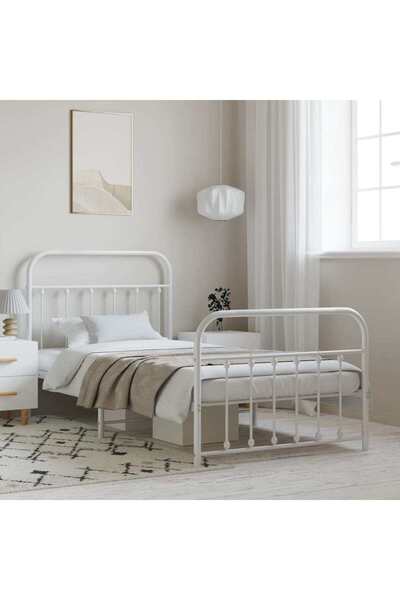 Concept Μεταλλικός σκελετός κρεβατιού με κεφαλάρι/πόδι, λευκό, 100x200 εκ.