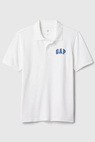 GAP Біла футболка-поло для хлопчика з логотипом