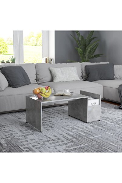 Concept Τραπεζάκι σαλονιού, γκρι σκυροδέματος, 90 x 45 x 35 cm, μοριοσανίδα