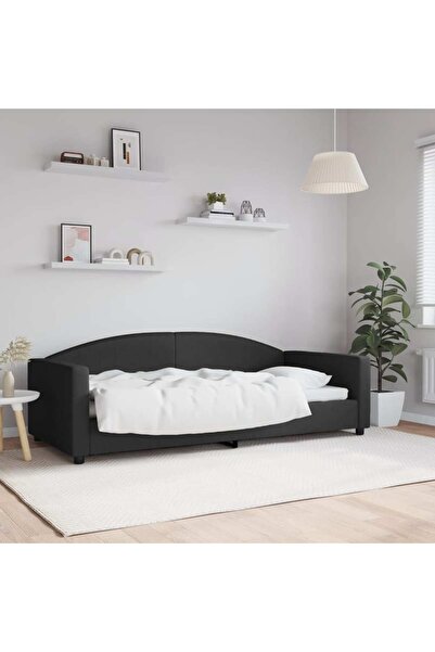 Concept Pat de zi, negru, 90x200 cm, material textil