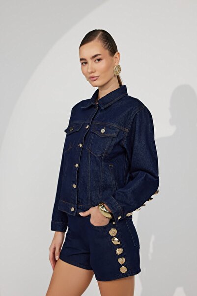 NOK İSTANBUL Golden Icon Denim Jacket Blue Denim