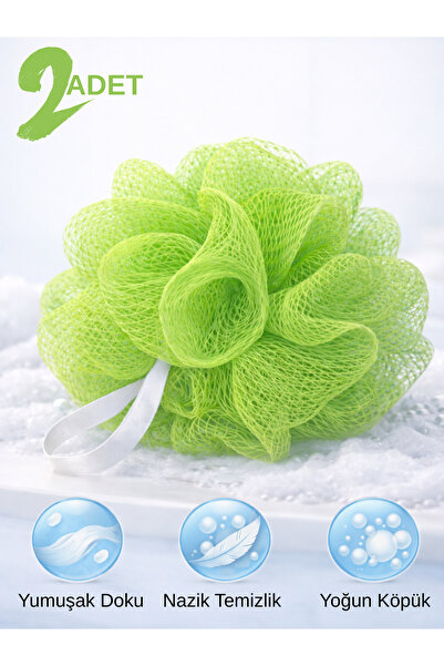 BEYLİNİ عبوة من قطعتين من ليفة الاستحمام كبيرة الحجم 35 جرام، ليفة استحمام شب...