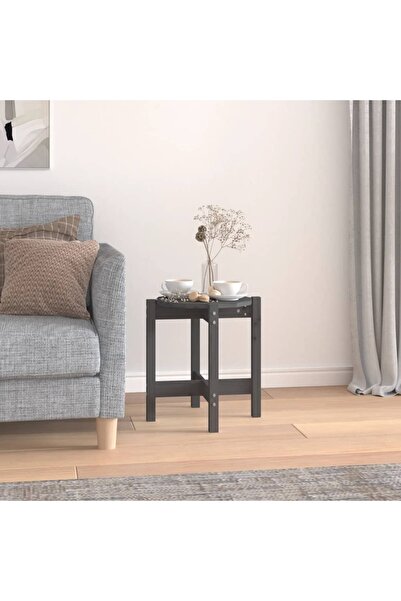 Concept Masă de cafea, gri, Ø 42,5x45 cm, lemn masiv de pin