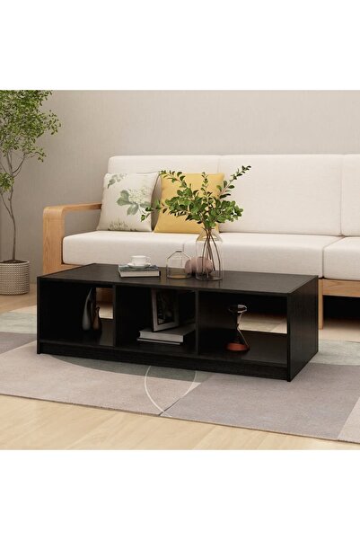 Concept Masă de cafea, neagră, 110x50x34 cm, lemn masiv de pin