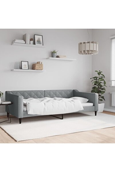 Concept Cadru de pat, gri deschis, 100 x 200 cm, material textil