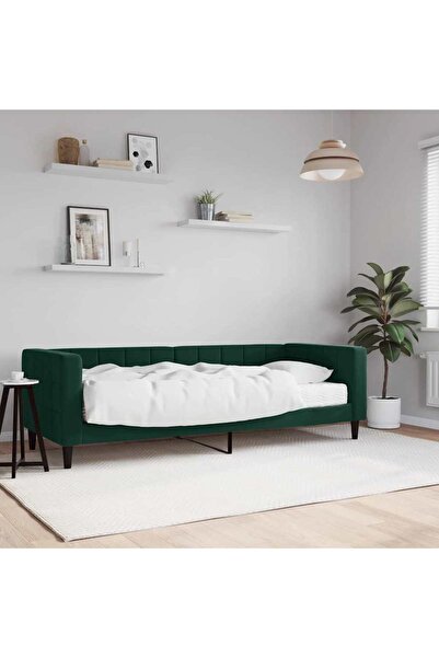 Concept Κρεβάτι ημέρας με στρώμα, σκούρο πράσινο, 80x200 cm, Βελούδο