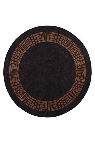 Concept Covor lavabil, negru și auriu, φ120 cm, antiderapant