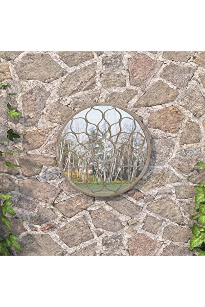 Concept Round garden mirror, sand, 40x3 cm, iron, outdoor use