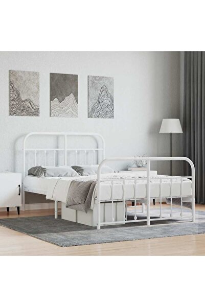 Concept Μεταλλικό σκελετό κρεβατιού με κεφαλάρι, λευκό, 120x200 εκ.