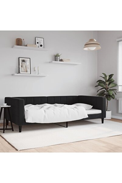 Concept Pat de zi, negru, 100x200 cm, catifea