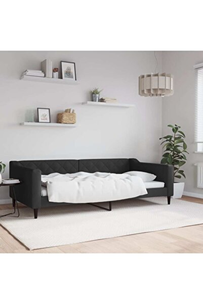 Concept Cadru de pat, negru, 100 x 200 cm, textil