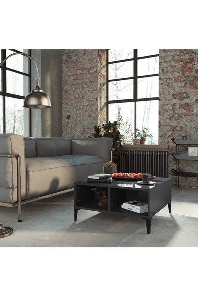 Concept Τραπεζάκι σαλονιού, γυαλιστερό γκρι, 60x60x30 cm, μοριοσανίδα