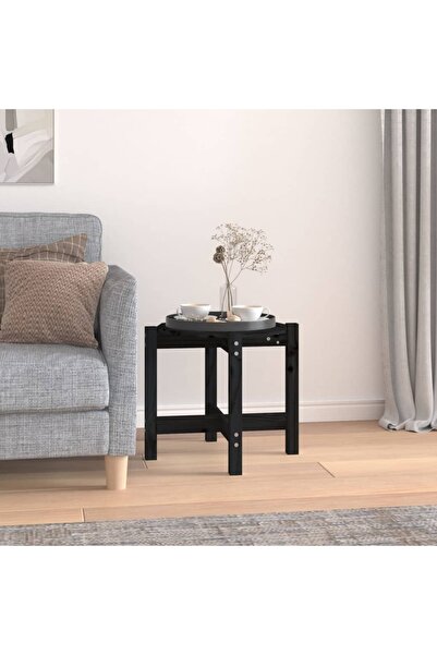 Concept Masă de cafea, neagră, Ø 52,5x45 cm, lemn masiv de pin