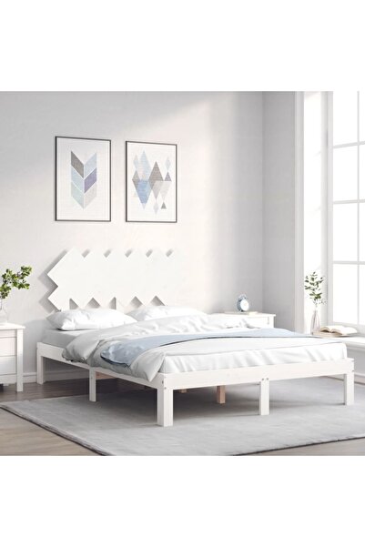 Concept Cadru de pat cu tăblie, alb, 120x200 cm, lemn masiv