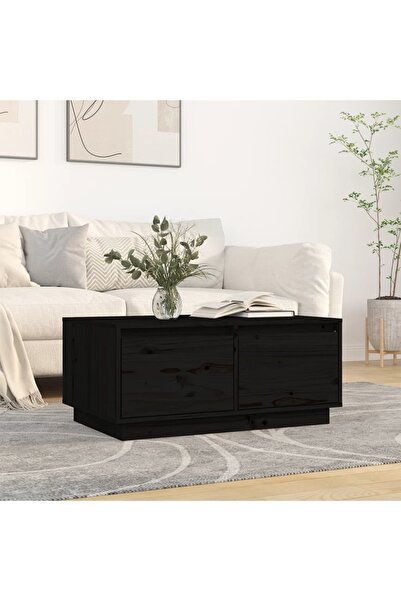 Concept Masă de cafea, neagră, 80x50x35 cm, lemn masiv de pin