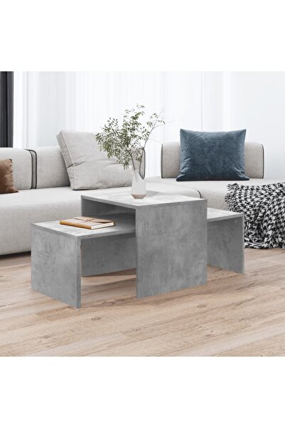 Concept Σετ τραπεζάκι σαλονιού, γκρι σκυροδέματος, 100x48x40 εκ., μοριοσανίδα
