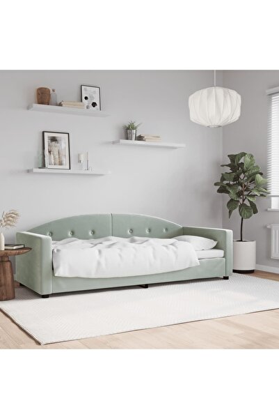 Concept Cadru de pat, gri deschis, 80x200 cm, catifea