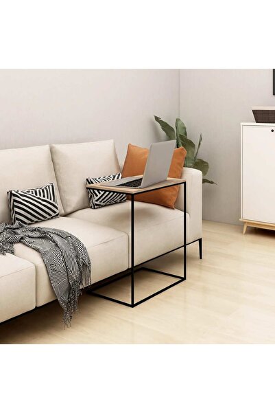 Concept Măsuță laterală, neagră, 55x35x66 cm, lemn compozit