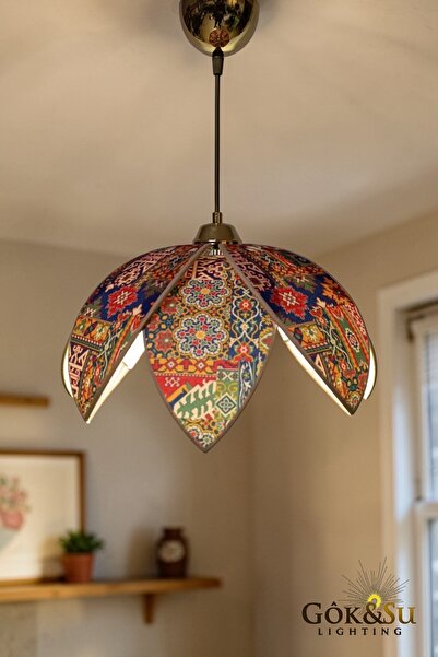 Göksu Lighting Lotus Model Kumaş Dekorotif Avize Salon Oturma Odası Bahçe