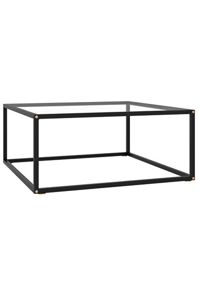 Concept Masă de cafea, neagră cu sticlă securizată, 80x80x35 cm