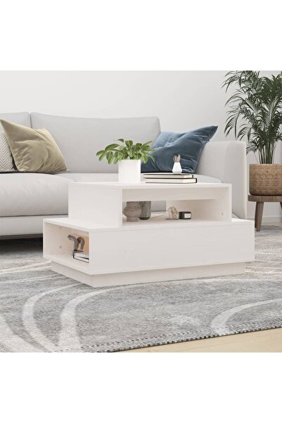 Concept Masă de cafea, albă, 80x55x40,5 cm, lemn masiv de pin