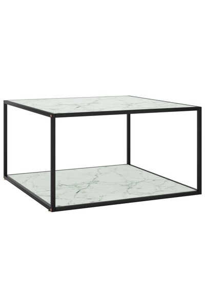 Concept Masă de cafea, sticlă marmorată alb-negru, 90x90x50 cm