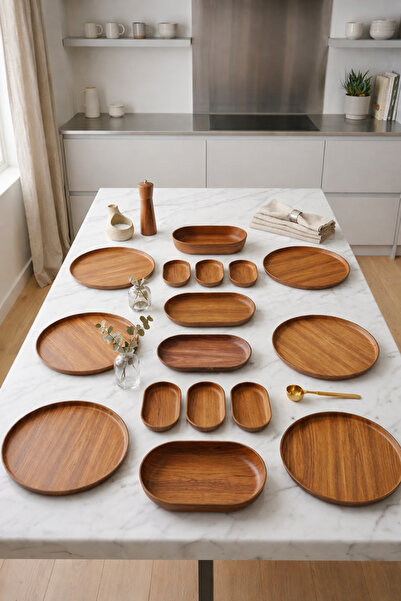 CASTEROLİ 16 Parça Akasya Görünümlü Kahvaltı Seti – 6 Servis Tabağı, Söğüş Ta...