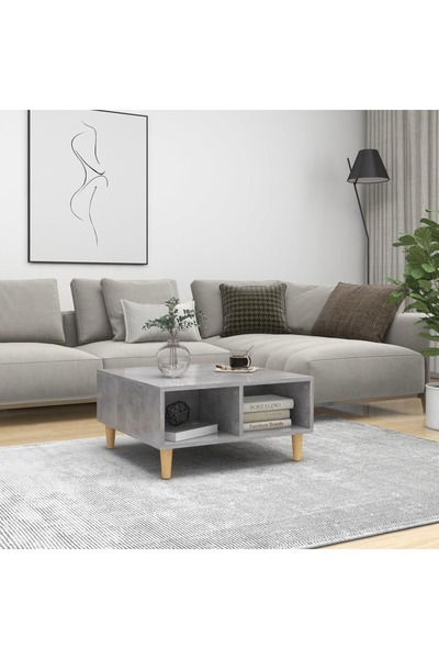 Concept Τραπεζάκι σαλονιού, γκρι σκυροδέματος, 60x60x30 εκ., μοριοσανίδα