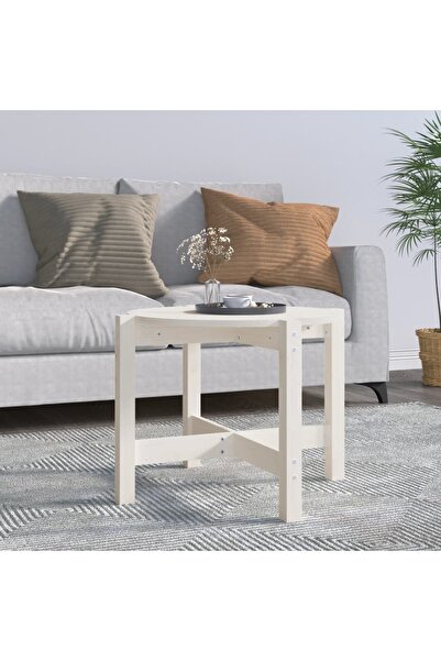 Concept Τραπεζάκι σαλονιού, λευκό, Ø 62,5x45 cm, μασίφ ξύλο πεύκου