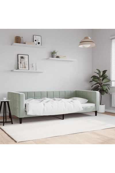 Concept Σκελετός κρεβατιού, ανοιχτό γκρι, 90x200 εκ., Βελούδο