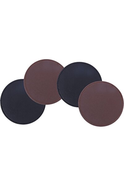 Generic PU Leather Round Coaster 10cm Premium Double-Sided Printable Coaster ...