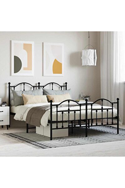 Concept Μεταλλικό σκελετό κρεβατιού με κεφαλάρι/πόδι, μαύρο, 140x190 εκ.