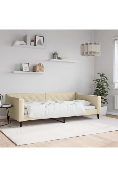 Concept Cadru de pat, crem, 100 x 200 cm, material textil