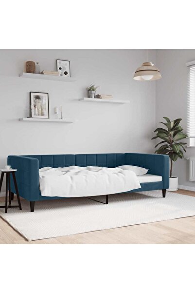 Concept Pat de zi, albastru, 100x200 cm, catifea