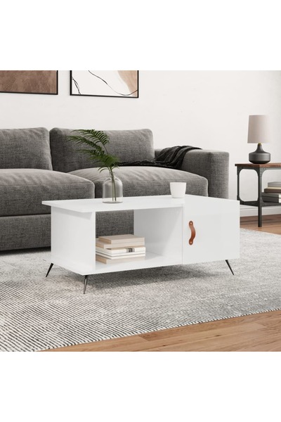 Concept Masă de cafea, alb lucios, 90x50x40 cm, lemn compozit