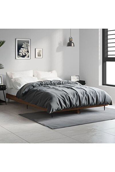 Concept Σκελετός κρεβατιού, καφέ δρυς, 120x190 εκ., επεξεργασμένο ξύλο