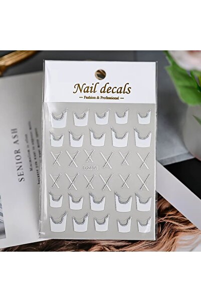 delis Marquise nail stickers, STICKER48, Silver