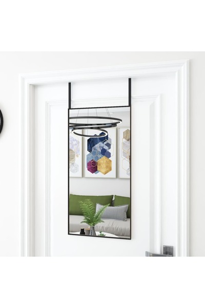 Concept Καθρέφτης πόρτας, μαύρος, 40x80 cm, γυαλί και αλουμίνιο