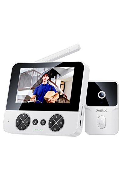 Yesido Sonerie video wireless, cameră 2K, unghi de 180 de grade, ecran de 4,3...