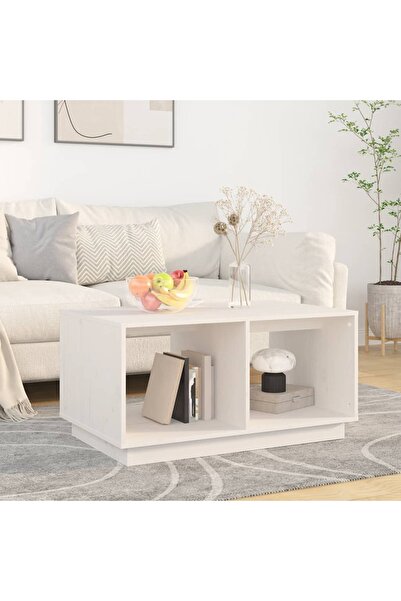 Concept Masă de cafea, albă, 80x50x40 cm, lemn masiv de pin