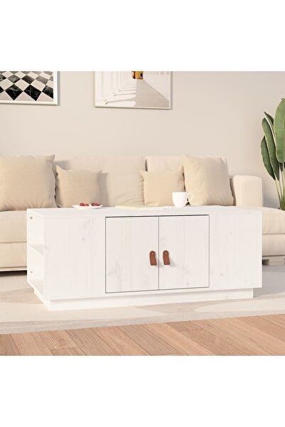 Concept Masă de cafea, albă, 100x50x41 cm, lemn masiv de pin