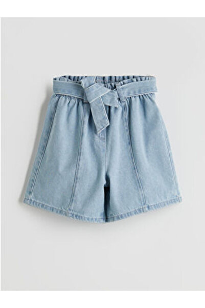 LC Waikiki M1 Sezon Blue Elastic Waist Girls' Jean Shorts