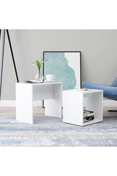 Concept Σετ τραπεζάκι σαλονιού, λευκό, 48x30x45 εκ., μοριοσανίδα