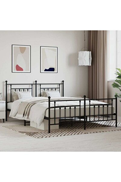 Concept Μεταλλικό σκελετό κρεβατιού με κεφαλάρι/πόδι, μαύρο, 180x200 εκ.