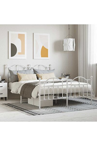 Concept Μεταλλικός σκελετός κρεβατιού με κεφαλάρι/πόδι, λευκό, 140x190 εκ.