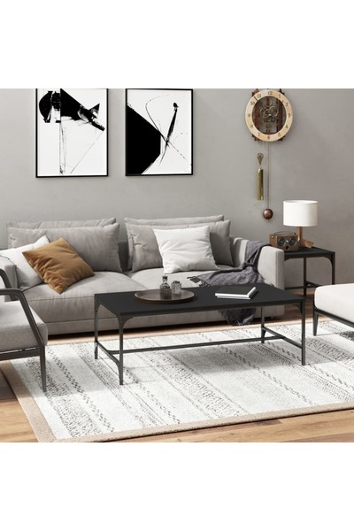 vidaxl Τραπεζάκι σαλονιού, μαύρο, 100x50x35 εκ., επεξεργασμένο ξύλο