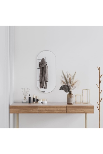 Concept Oglindă de perete, argintiu, 80x35 cm, ovală
