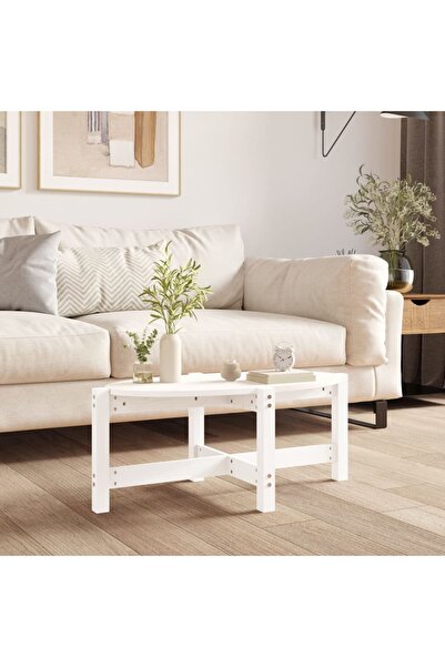 Concept Masă de cafea, albă, 87x48x35 cm, lemn masiv de pin