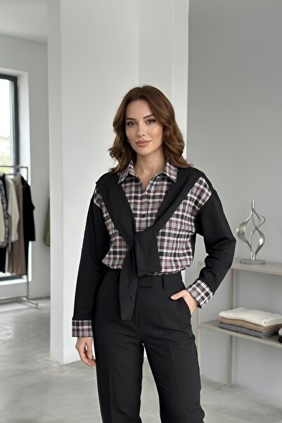 zenne Emphasized Plaid Shirt Black - 6450